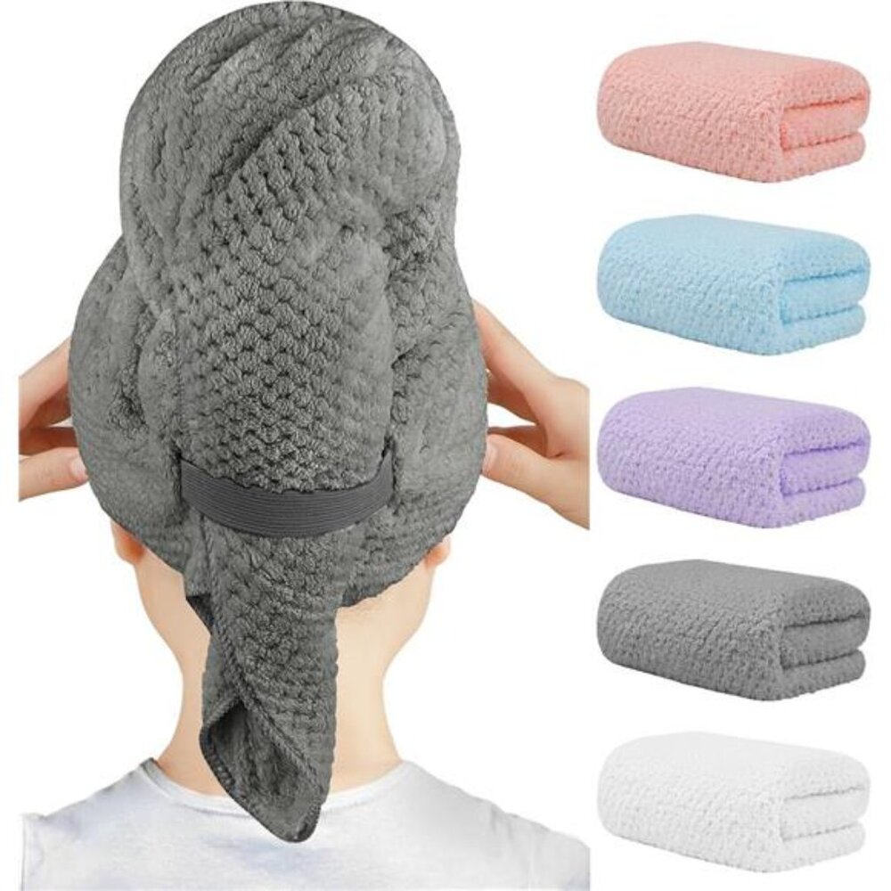 5 Pack Microfiber Hair Towels - 40 x 20 inches Super Soft, Fast Drying